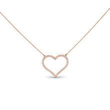 Load image into Gallery viewer, 14k Solid Rose Gold Natural Diamond Open Heart Necklace, .25ct
