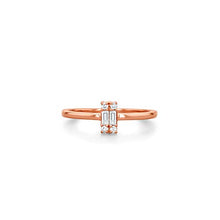 Load image into Gallery viewer, Social Value 14K Solid Rose Gold Genuine Diamond Baguette Ring, Size 4
