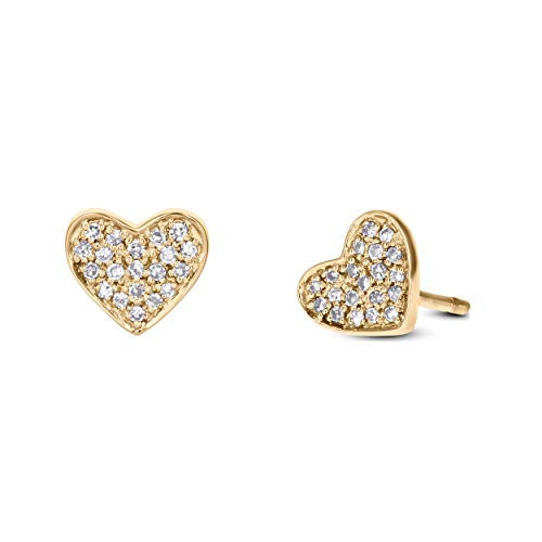 Social Value 14K Gold Diamond Pave Heart Earrings