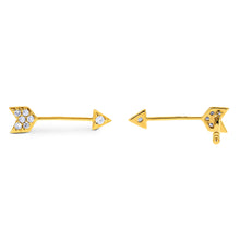 Load image into Gallery viewer, Social Value 14K Gold Arrow Stud Earrings (Half Pair)
