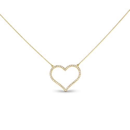 14k Solid Rose Gold Natural Diamond Open Heart Necklace, .25ct