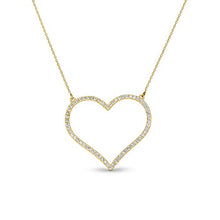 Load image into Gallery viewer, 14k Solid Rose Gold Natural Diamond Open Heart Necklace, .25ct
