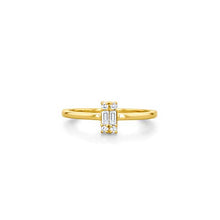 Load image into Gallery viewer, Social Value 14K Solid Rose Gold Genuine Diamond Baguette Ring, Size 4
