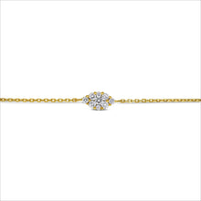 Load image into Gallery viewer, 18k Gold Genuine Diamond Evil Eye Marquise Cluster Adjustable Minimalist Stacking Layering Chain Bracelet for Women Girls White Yellow Rose
