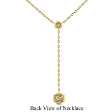 Load image into Gallery viewer, 18K Gold &amp; Genuine Diamond Lariat Necklace | Designer Diamond Cluster Drop Necklace For Women | Adjustable Drawstring Chain Layering Jewelry
