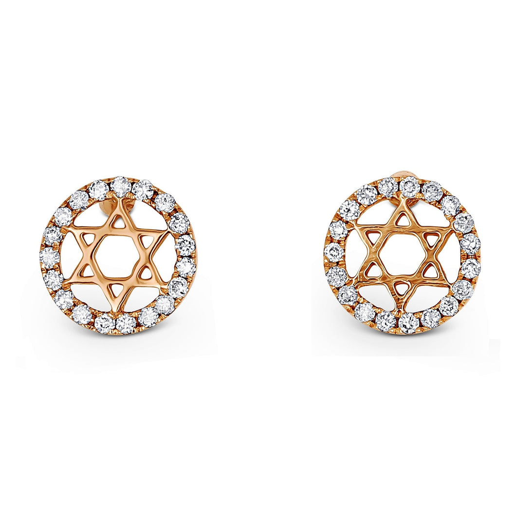 Single (Half Pair) 14K Gold + Genuine Diamond Star of David Earring Stud | Jewish Star Earring | Religious Jewelry | Bat Mitzvah Gift