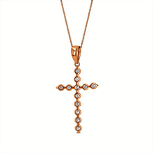 Load image into Gallery viewer, 14k Solid Gold Natural Diamond Common Prong Cross Pendant W/ Chain | Minimalist Diamond Cross Necklace | Religious Christian Jewelry
