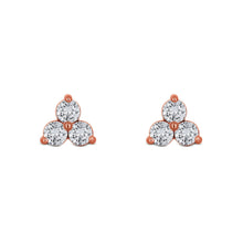 Load image into Gallery viewer, Single (Half Pair) 14k Gold Genuine Diamond 3 Stone Trio Triangle Cluster Stud Earrings w/ High Quality Diamonds in White Yellow Rose Gold
