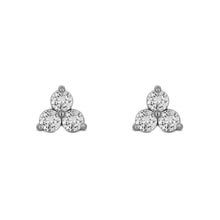 Load image into Gallery viewer, Single (Half Pair) 14k Gold Genuine Diamond 3 Stone Trio Triangle Cluster Stud Earrings w/ High Quality Diamonds in White Yellow Rose Gold
