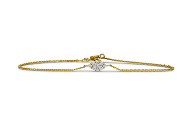 18k Gold Genuine Diamond Evil Eye Marquise Cluster Adjustable Minimalist Stacking Layering Chain Bracelet for Women Girls White Yellow Rose