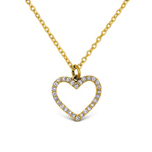 Load image into Gallery viewer, 14k Solid Gold Natural Diamond Open Diamond Heart Pendant Necklace W/ Chain | Valentine&#39;s Day, Bridesmaid, Sweet 16, Birthday Gift
