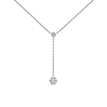 Load image into Gallery viewer, 18K Gold &amp; Genuine Diamond Lariat Necklace | Designer Diamond Cluster Drop Necklace For Women | Adjustable Drawstring Chain Layering Jewelry
