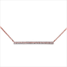 Load image into Gallery viewer, 14k Solid Gold and Genuine Diamond Micro-Pave Bar Trapeze Necklace for Women with Adjustable Length Chain 16&quot;-18&quot;
