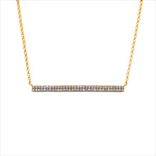 Load image into Gallery viewer, 14k Solid Gold and Genuine Diamond Micro-Pave Bar Trapeze Necklace for Women with Adjustable Length Chain 16&quot;-18&quot;
