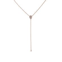 Load image into Gallery viewer, 14k Gold and Genuine Pave Diamond Teardrop Lariat Necklace w/ High Quality Diamonds for Women
