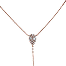 Load image into Gallery viewer, 14k Gold and Genuine Pave Diamond Teardrop Lariat Necklace w/ High Quality Diamonds for Women
