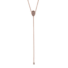 Load image into Gallery viewer, 14k Gold and Genuine Pave Diamond Teardrop Lariat Necklace w/ High Quality Diamonds for Women
