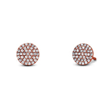 Load image into Gallery viewer, Pair of 14k Gold + Genuine Diamond Micro-Pave 7mm Round Disc Cluster Earrings w/ High Quality Diamonds in White, Yellow or Rose Gold
