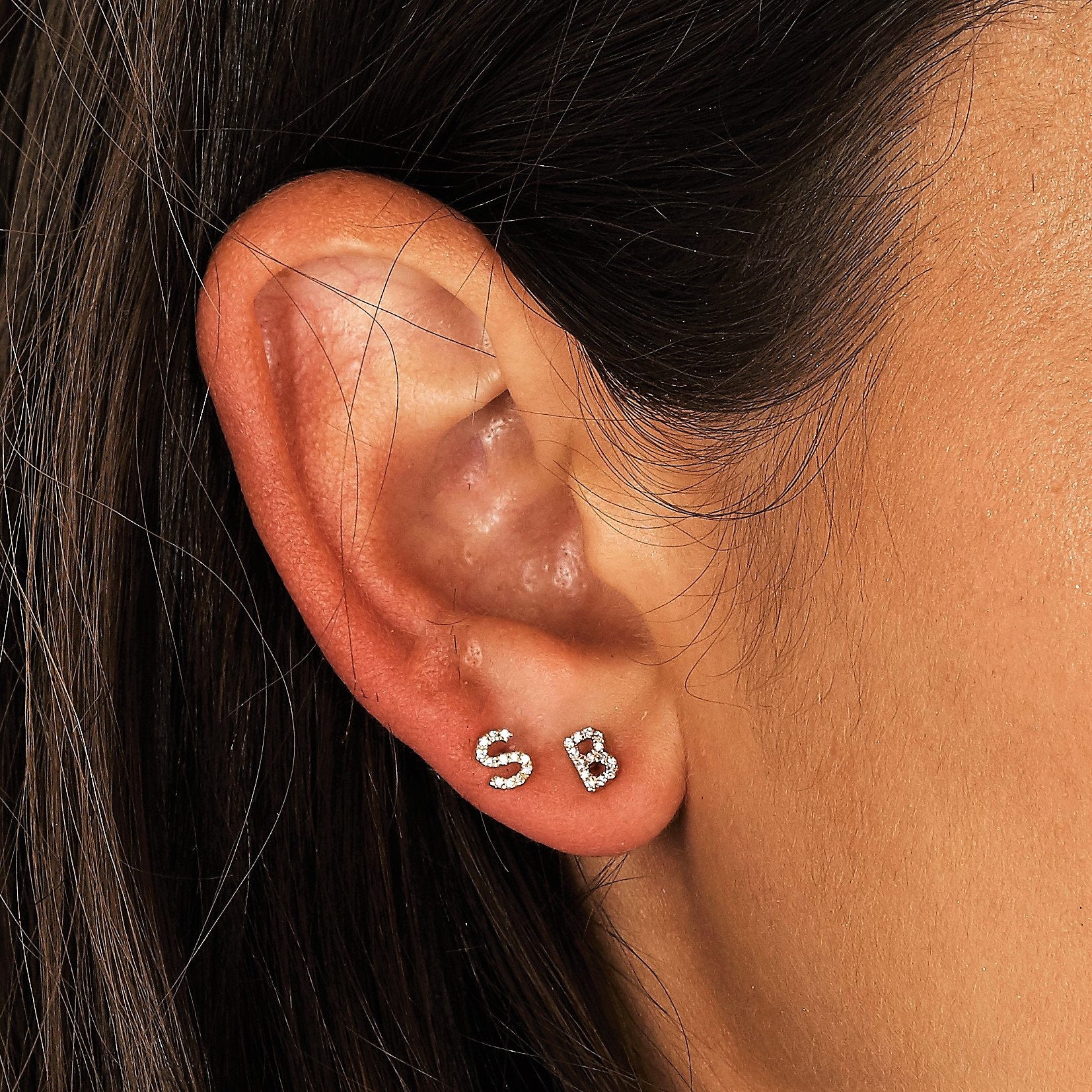 Zoe Lev Jewelry Personalized Diamond Initial Stud Earrings in 14K White  Gold | Neiman Marcus