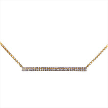 Load image into Gallery viewer, 14k Solid Gold and Genuine Diamond Micro-Pave Bar Trapeze Necklace for Women with Adjustable Length Chain 16&quot;-18&quot;
