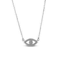 Load image into Gallery viewer, 14k Gold and Genuine Sapphire and Diamond Evil Eye Dainty Delicate Bezel Set Evil Eye Mal De Ojo Pendant Necklace w/ Adjustable Length Chain
