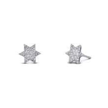 Load image into Gallery viewer, Pair of 18k White Gold and Genuine Pave Diamond Jewish 6 Pointed Star of David Stud Earrings w/ High Quality Diamonds for Women
