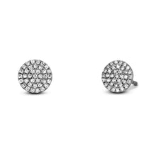 Load image into Gallery viewer, Pair of 14k Gold + Genuine Diamond Micro-Pave 7mm Round Disc Cluster Earrings w/ High Quality Diamonds in White, Yellow or Rose Gold
