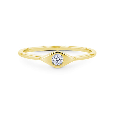 14k Solid Gold Genuine Natural Diamond Evil Eye Ring