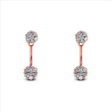 Load image into Gallery viewer, Pair of 18k Gold and Genuine High Quality Diamond Flower Cluster Stud Earring + Diamond Earring Jacket Set in White, Yellow or Rose Gold
