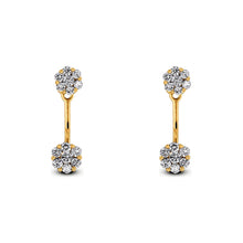 Load image into Gallery viewer, Pair of 18k Gold and Genuine High Quality Diamond Flower Cluster Stud Earring + Diamond Earring Jacket Set in White, Yellow or Rose Gold
