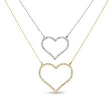 Load image into Gallery viewer, 14k Gold + Genuine High Quality Diamond Classic Open Heart Necklace for Girls or Women White Yellow or Rose Gold w/ Adjustable Chain
