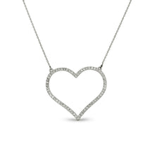 Load image into Gallery viewer, 14k Gold + Genuine High Quality Diamond Classic Open Heart Necklace for Girls or Women White Yellow or Rose Gold w/ Adjustable Chain
