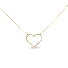 Load image into Gallery viewer, 14k Gold + Genuine High Quality Diamond Classic Open Heart Necklace for Girls or Women White Yellow or Rose Gold w/ Adjustable Chain
