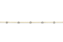 Load image into Gallery viewer, 18k Gold Genuine Diamond Chain Diamond Cluster Station Layering Stacking Bracelet w/ Adjustable Length Drawstring White Yellow Rose Gold
