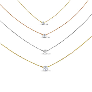 18k Gold Genuine Diamond Solitaire Floating Single Diamond Minimalist Dainty Simple Choker Necklace w/ Adjustable Length Chain for Women