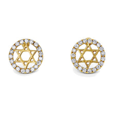 Load image into Gallery viewer, Single (Half Pair) 14K Gold + Genuine Diamond Star of David Earring Stud | Jewish Star Earring | Religious Jewelry | Bat Mitzvah Gift
