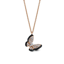 Load image into Gallery viewer, 14k Butterfly Pendant Necklace White &amp; Black Genuine Diamond 14k Rose White Yellow
