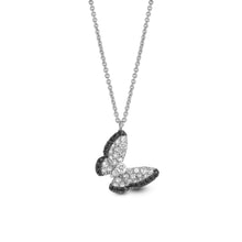 Load image into Gallery viewer, 14k Butterfly Pendant Necklace White &amp; Black Genuine Diamond 14k Rose White Yellow
