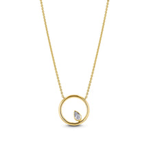 Load image into Gallery viewer, 14K Gold Necklace Genuine Diamond Round Shape Pendant on Chain Adjustable Chain Length for Women Yellow White Rose
