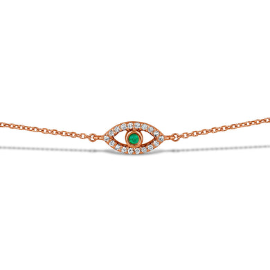 14k Gold and Genuine Sapphire Ruby Emerald Diamond Evil Eye Dainty Delicate Bezel Set Evil Eye Mal De Ojo Chain Bracelet Adjustable Length