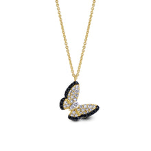 Load image into Gallery viewer, 14k Butterfly Pendant Necklace White &amp; Black Genuine Diamond 14k Rose White Yellow
