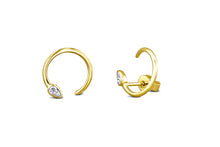 Load image into Gallery viewer, 14k Genuine Diamond Circle Earring for Women in 14k Yellow White and Rose Gold
