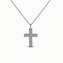 Load image into Gallery viewer, 18k Solid Gold and Genuine Natural Diamond Micro Pave Cross Pendant Necklace and Chain for Women
