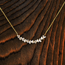 Load image into Gallery viewer, 14k Solid Gold Genuine Natural Diamond Baguette and Round Curved Bar Necklace for Women
