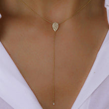 Load image into Gallery viewer, 14k Gold and Genuine Pave Diamond Teardrop Lariat Necklace w/ High Quality Diamonds for Women
