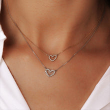 Load image into Gallery viewer, 14k Solid Gold Natural Diamond Classic Open Heart Necklace with Adjustable Chain
