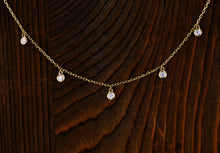 Load image into Gallery viewer, 14K Solid Gold Genuine Natural Diamond Bezel Drop Station Diamonds By The Yard Necklace
