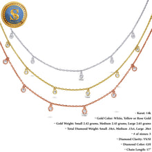 Load image into Gallery viewer, 14K Solid Gold Genuine Natural Diamond Bezel Drop Station Diamonds By The Yard Necklace
