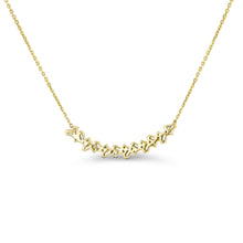 Load image into Gallery viewer, 14k Solid Gold Genuine Natural Diamond Baguette and Round Curved Bar Necklace for Women
