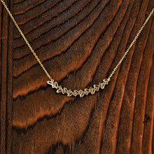 Load image into Gallery viewer, 14k Solid Gold Genuine Natural Diamond Baguette and Round Curved Bar Necklace for Women
